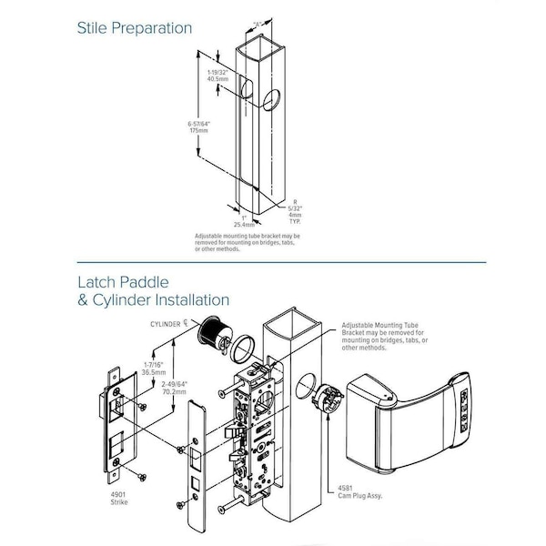 4300 Steel Hawk eLATCH 1-1/8, 12, 16, 24VAC/DC 16V Requires VA7400-16VDC 4304 Surface Strik